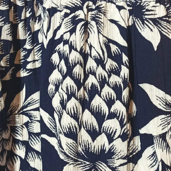 J Crew Navy Novelty Pineapple Print Pullover Pockets Covered Button 6 - Picture 10 of 13